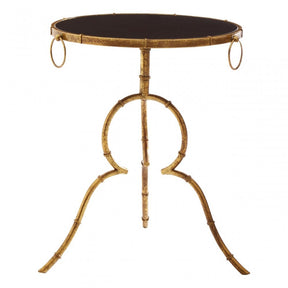 Monroe Black Tempered Glass Top Accent Table Gold