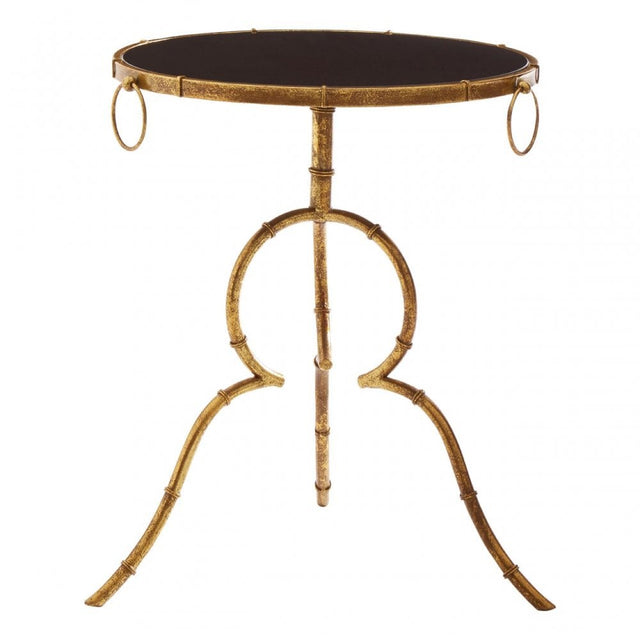 Monroe Black Tempered Glass Top Accent Table Gold