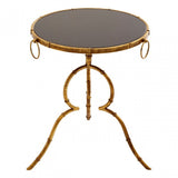 Monroe Black Tempered Glass Top Accent Table Gold