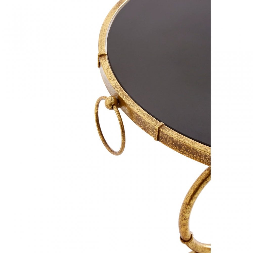 Monroe Black Tempered Glass Top Accent Table Gold