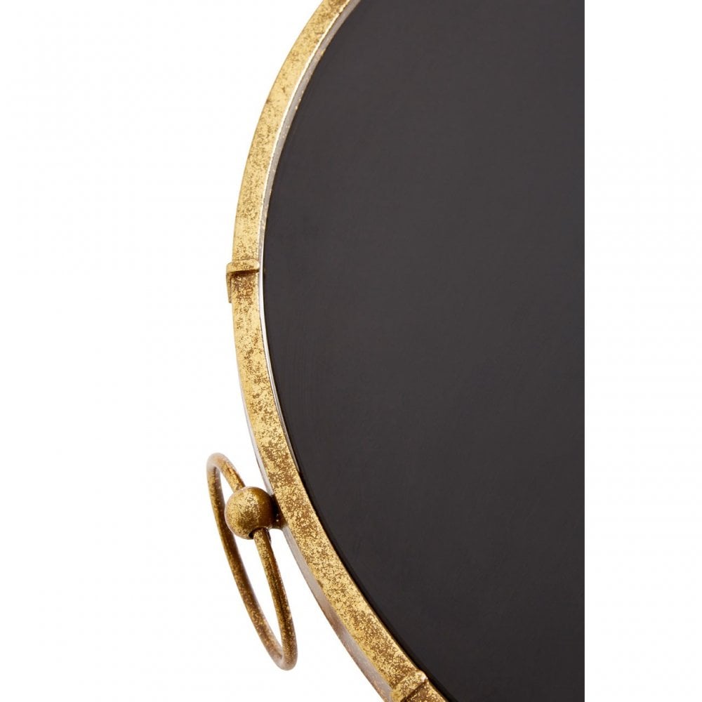 Monroe Black Tempered Glass Top Accent Table Gold