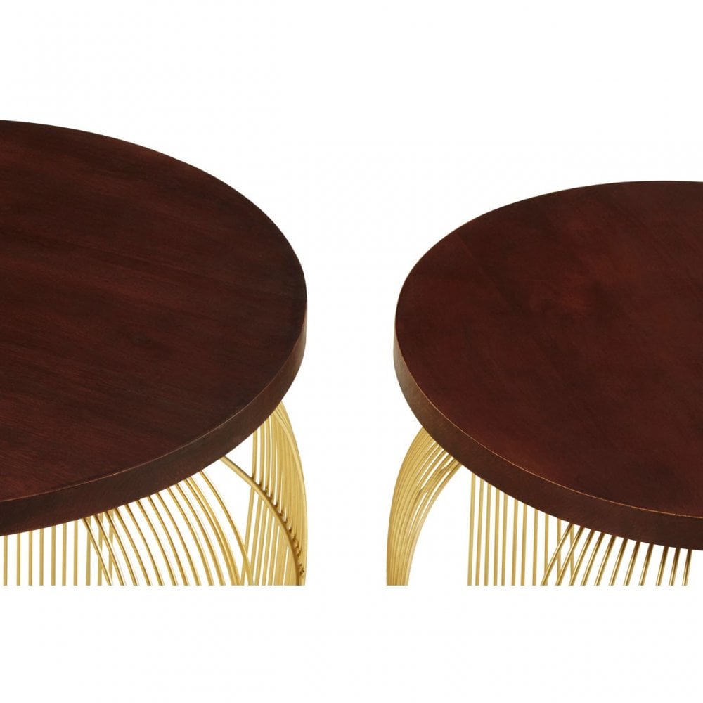 Calish Set of 2 Brass Finish Side Tables Brass