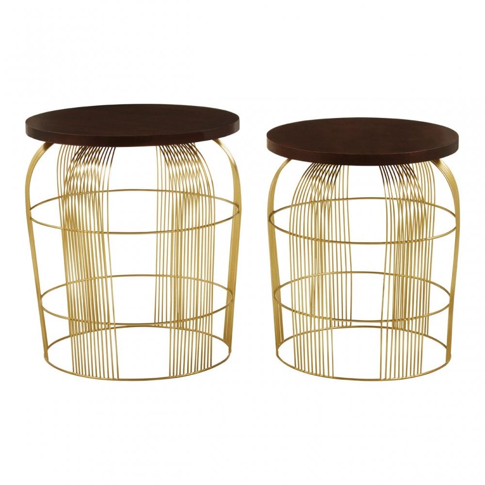 Calish Set of 2 Brass Finish Side Tables Brass