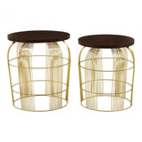 Calish Set of 2 Brass Finish Side Tables Brass