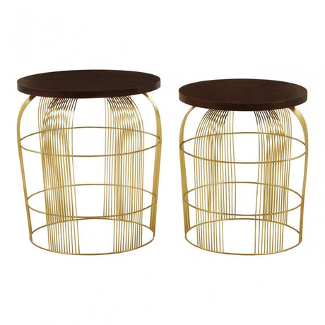 Calish Set of 2 Brass Finish Side Tables Brass