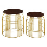 Calish Set of 2 Brass Finish Side Tables Brass