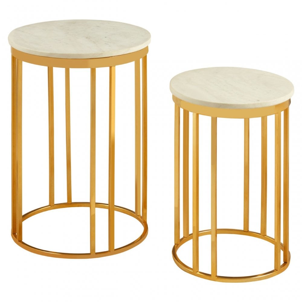 Hamish Set of 2 Linear Design Side Tables Gold