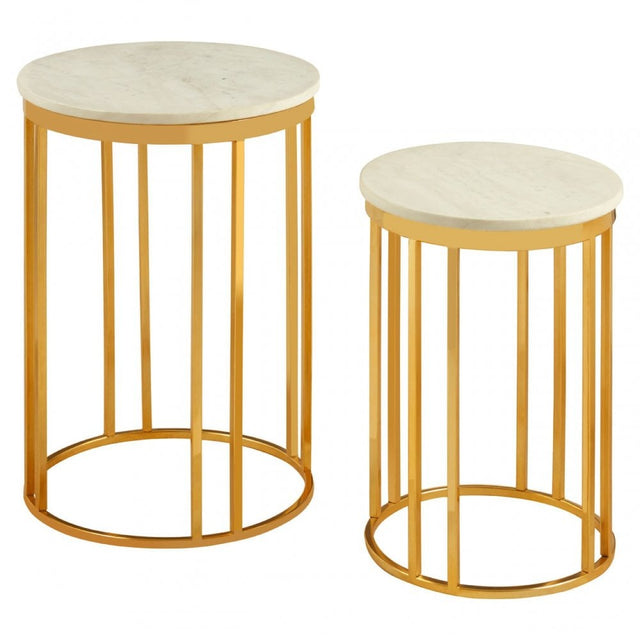 Hamish Set of 2 Linear Design Side Tables Gold