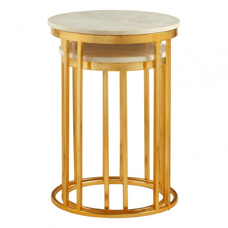 Hamish Set of 2 Linear Design Side Tables Gold