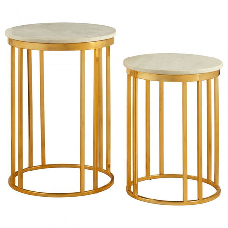 Hamish Set of 2 Linear Design Side Tables Gold