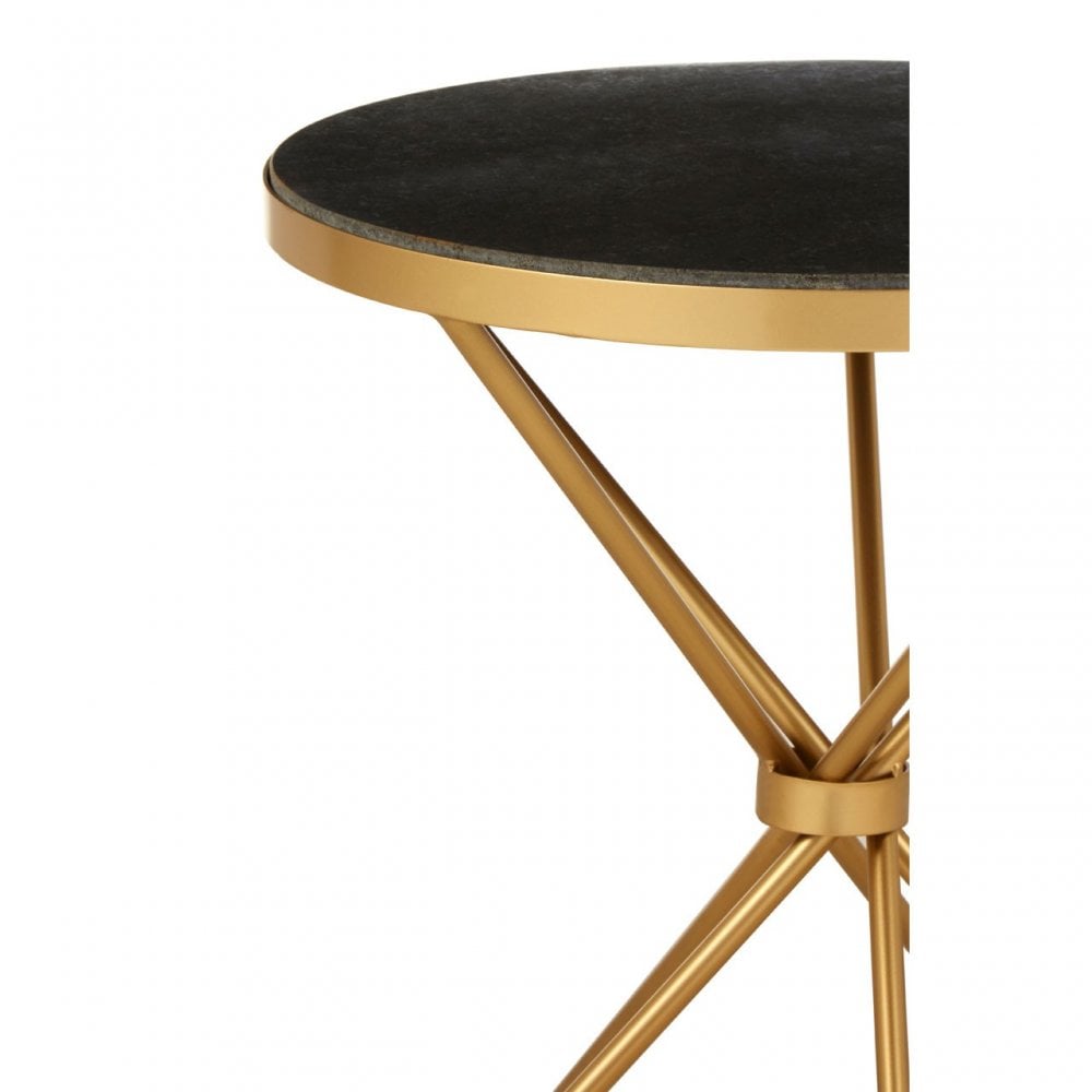 Hamish Black Marble Top Side Table Gold