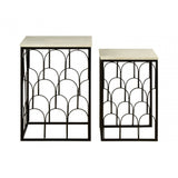 Hamish Set of 2 Marble Tops Side Tables Black