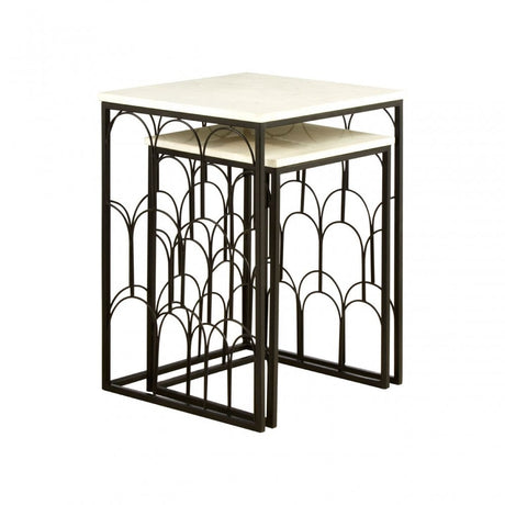 Hamish Set of 2 Marble Tops Side Tables Black