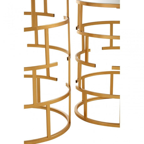 Anvil Set of 2 Maze Design Side Tables Gold