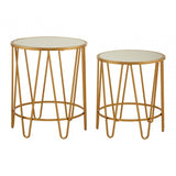 Anvil Set of 2 Haripin Design Side Tables Gold