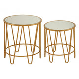 Anvil Set of 2 Haripin Design Side Tables Gold