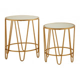 Anvil Set of 2 Haripin Design Side Tables Gold