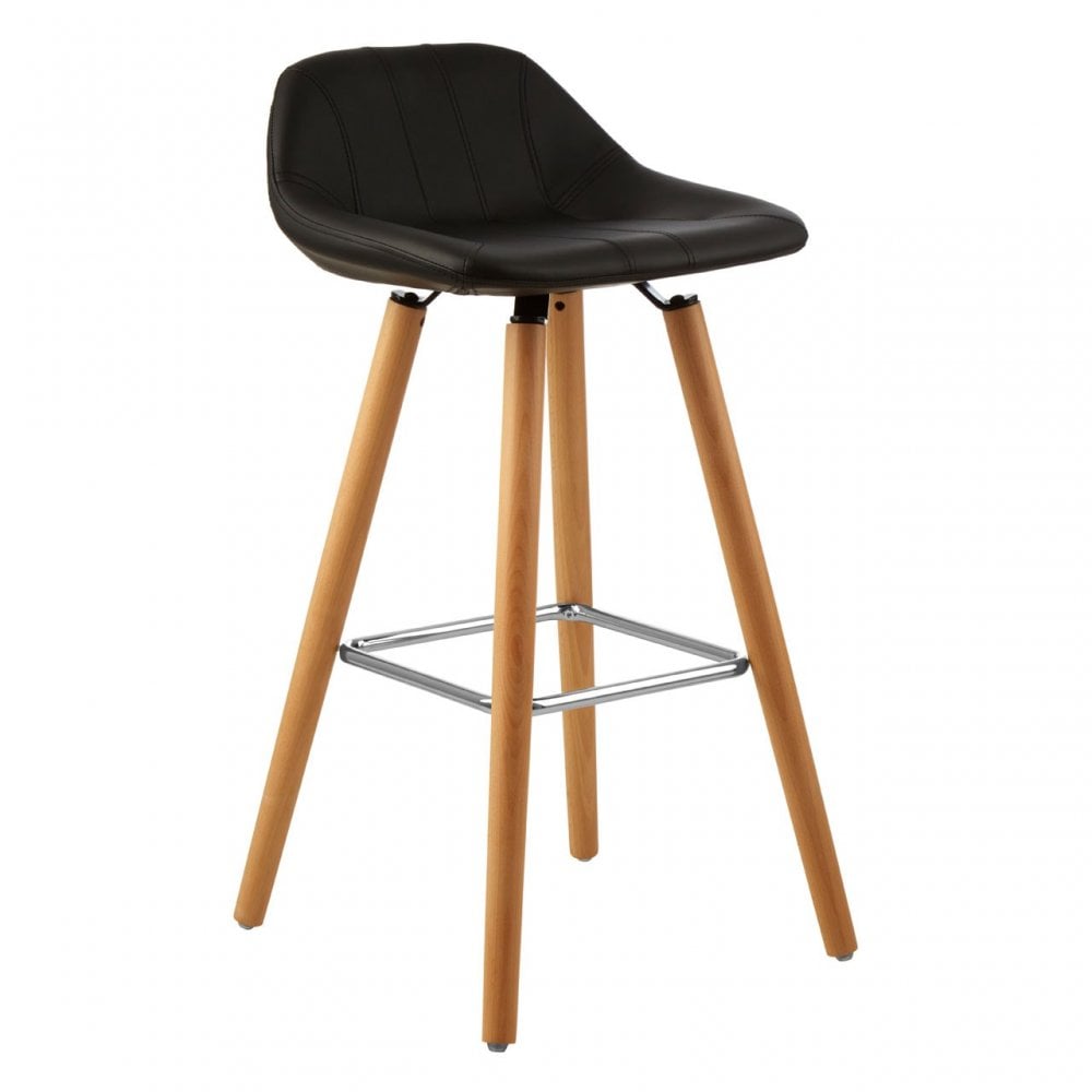Stockholm Black Faux Leather Bar Stool Black