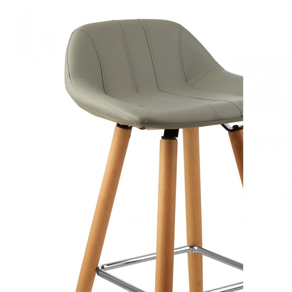 Stockholm Grey Seat / Beechwood Legs Bar Stool Grey