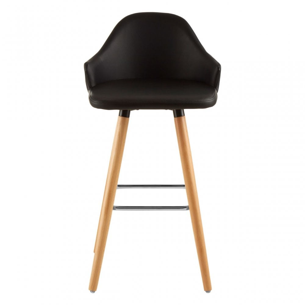 Stockholm Black Curved Backrest Bar Stool Black