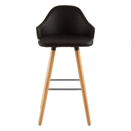 Stockholm Black Curved Backrest Bar Stool Black
