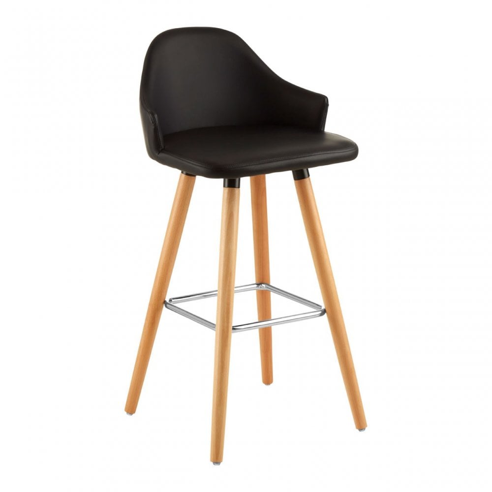 Stockholm Black Curved Backrest Bar Stool Black