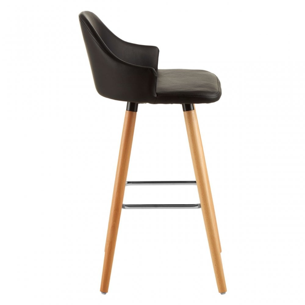 Stockholm Black Curved Backrest Bar Stool Black