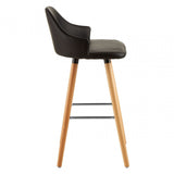 Stockholm Black Curved Backrest Bar Stool Black