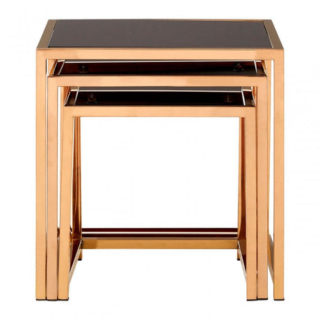 Pantino Set of 3 Square Side Tables Gold