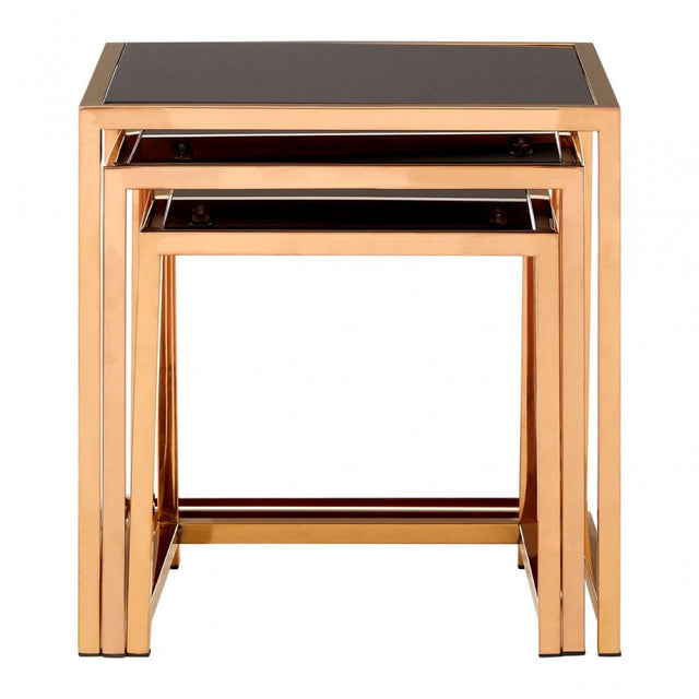 Pantino Set of 3 Square Side Tables Gold