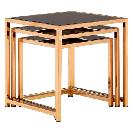 Pantino Set of 3 Square Side Tables Gold