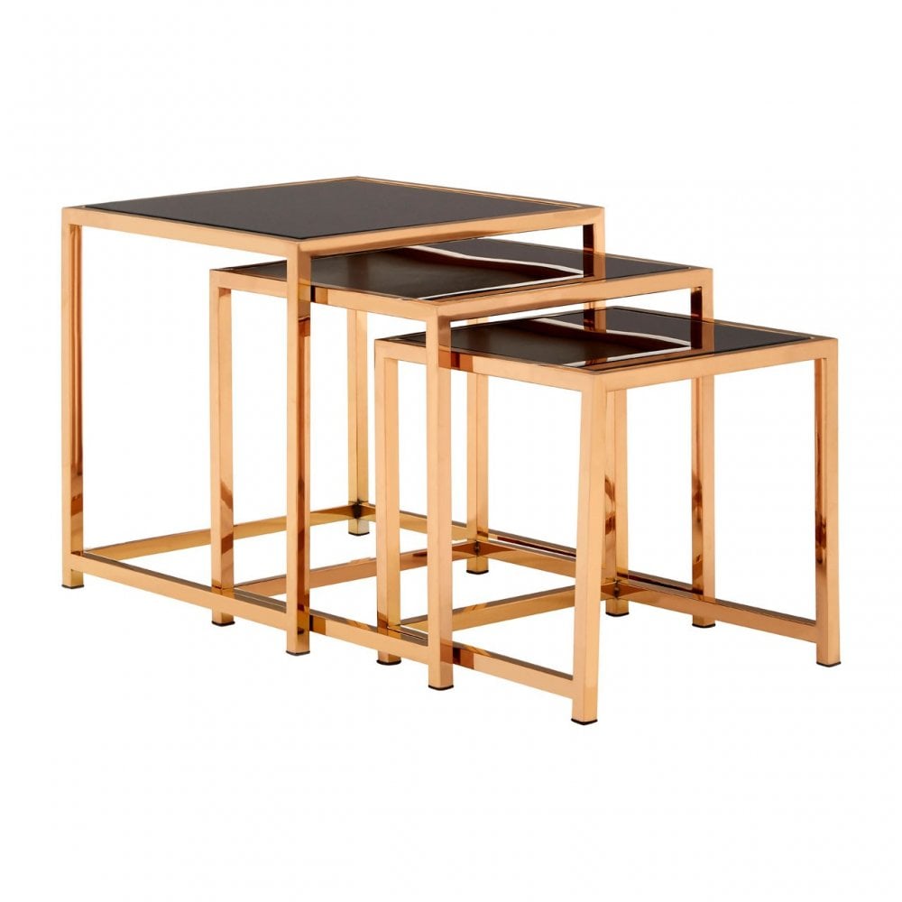 Pantino Set of 3 Square Side Tables Gold