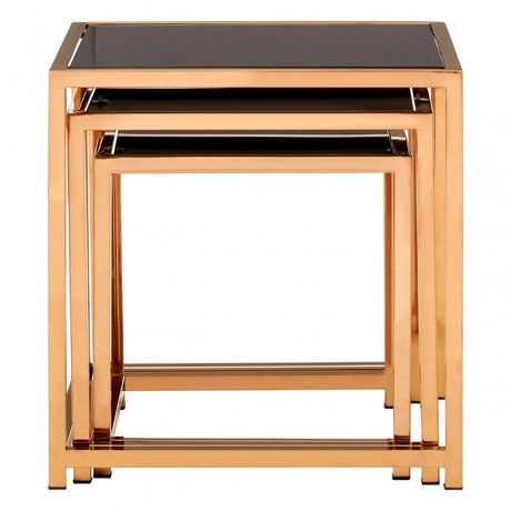 Pantino Set of 3 Square Side Tables Gold