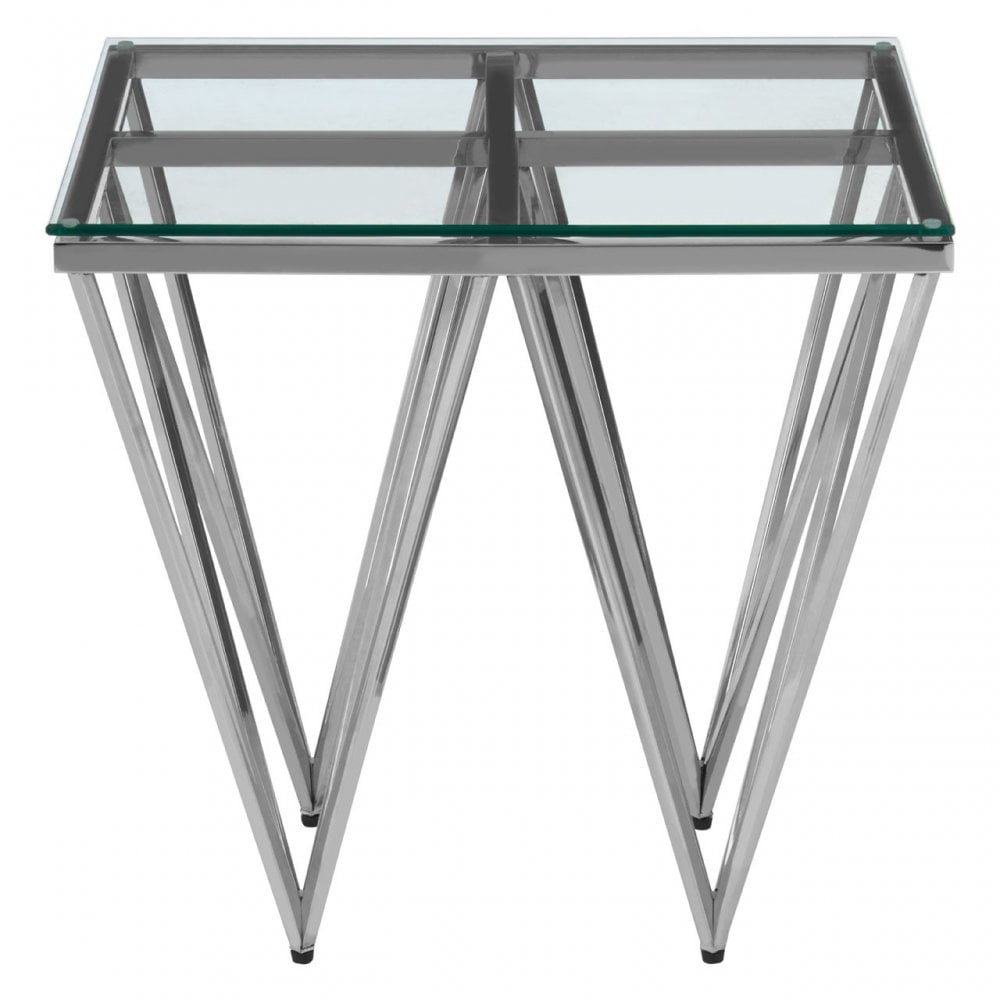 Matayo Silver Finish Spike Legs End Table Silver