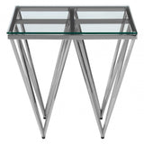 Matayo Silver Finish Spike Legs End Table Silver