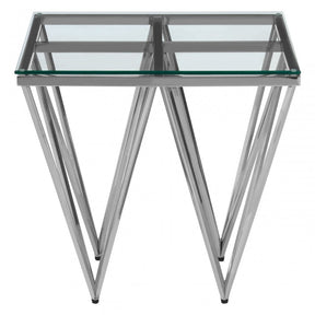 Matayo Silver Finish Spike Legs End Table Silver