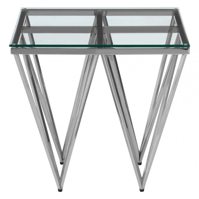 Matayo Silver Finish Spike Legs End Table Silver