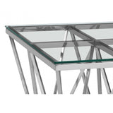 Matayo Silver Finish Spike Legs End Table Silver