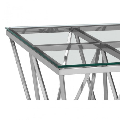 Matayo Silver Finish Spike Legs End Table Silver