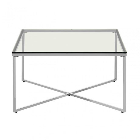 Matayo Silver Finish Cross Base End Table Silver