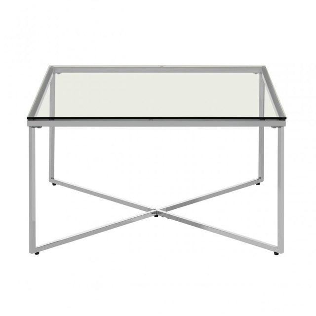 Matayo Silver Finish Cross Base End Table Silver