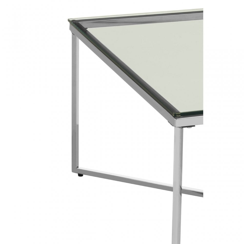 Matayo Silver Finish Cross Base End Table Silver