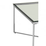 Matayo Silver Finish Cross Base End Table Silver