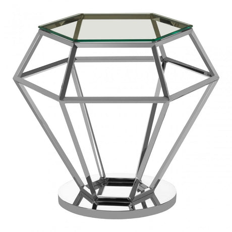 Matayo Silver Finish Diamond End Table Silver