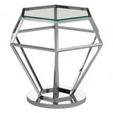 Matayo Silver Finish Diamond End Table Silver