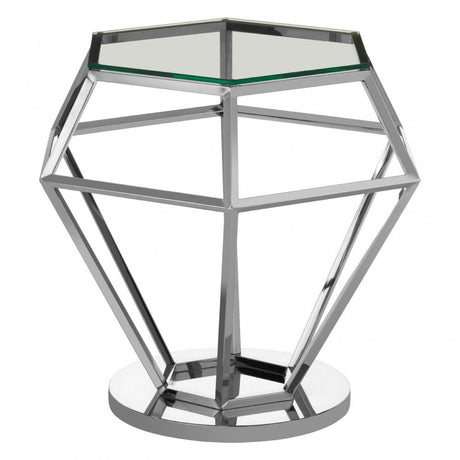 Matayo Silver Finish Diamond End Table Silver