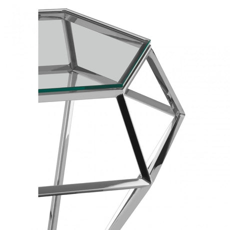 Matayo Silver Finish Diamond End Table Silver