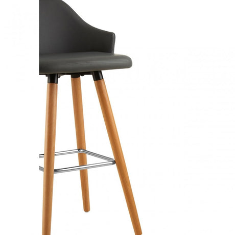 Stockholm Grey Faux Leather Bar Stool Grey