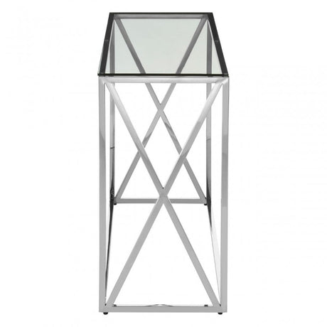 Matayo Silver Cross Design Console Table Silver