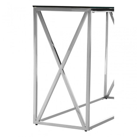 Matayo Silver Cross Design Console Table Silver